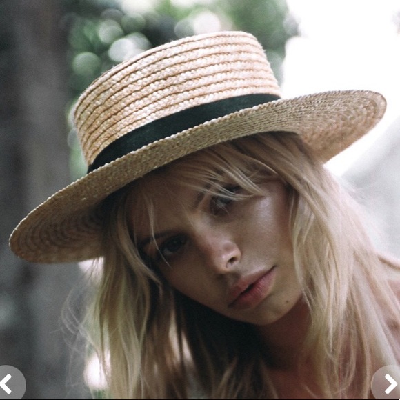 Lack Of Color Straw Boater Hat with Black Band - Picture 1 of 13